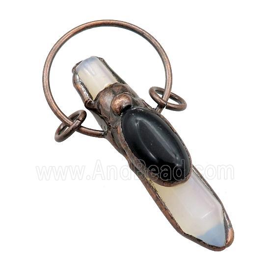 white Opalite pendulum pendant, antique red