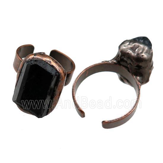 black Tourmaline Rings, adjustable, antique red