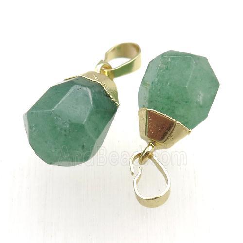 green Aventurine pendant, faceted teardrop