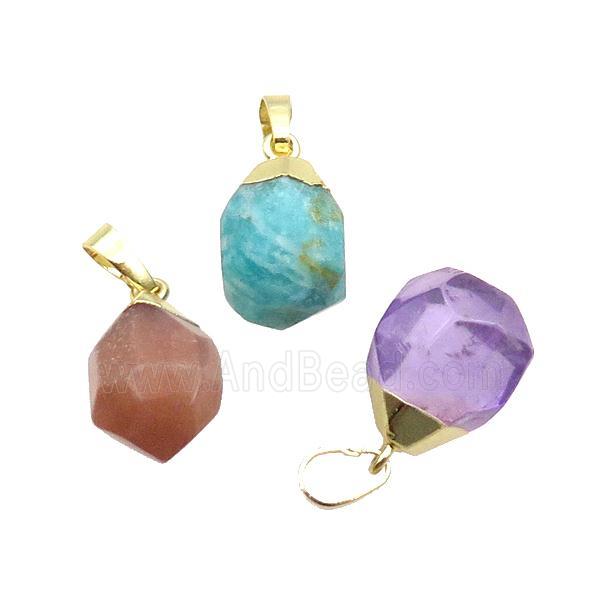 mixed Gemstone pendant, faceted teardrop