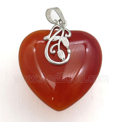 red carnelian agate heart pendant