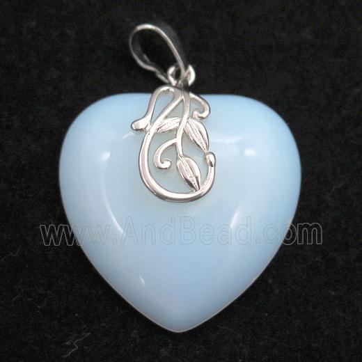 white opalite heart pendant