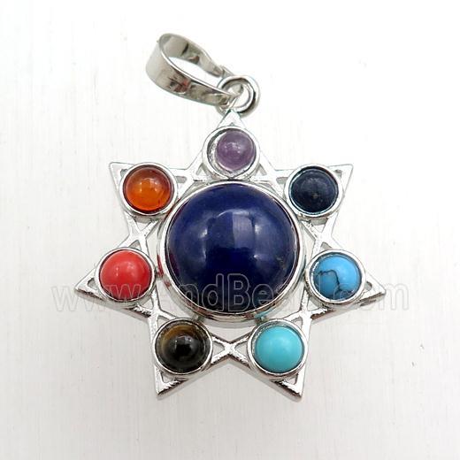 lapis chakra pendant, platinum plated