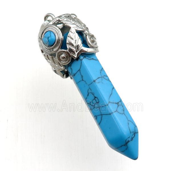 blue synthetic bullet pendant
