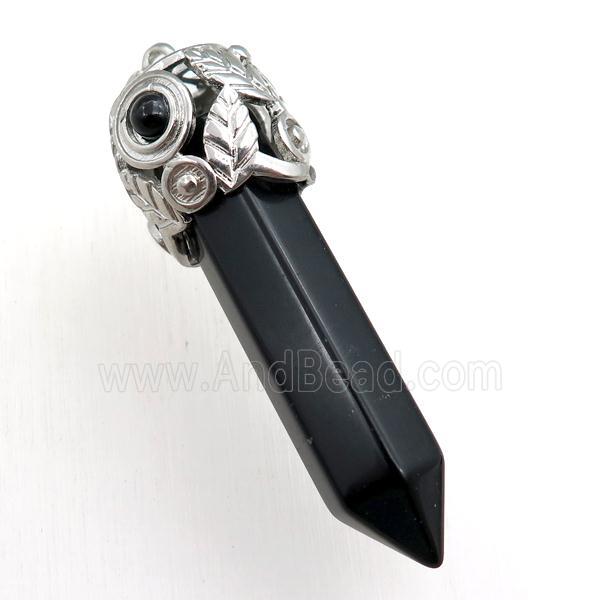 black onyx agate bullet pendant