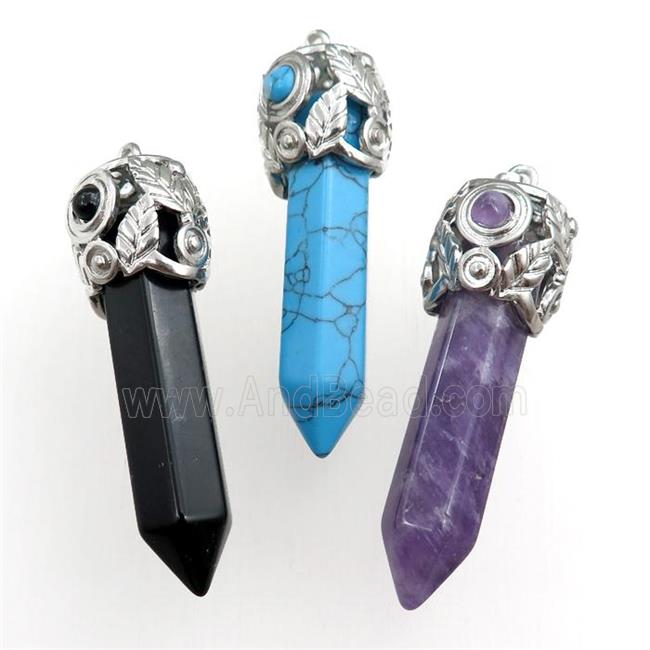 mixed gemstone bullet pendant
