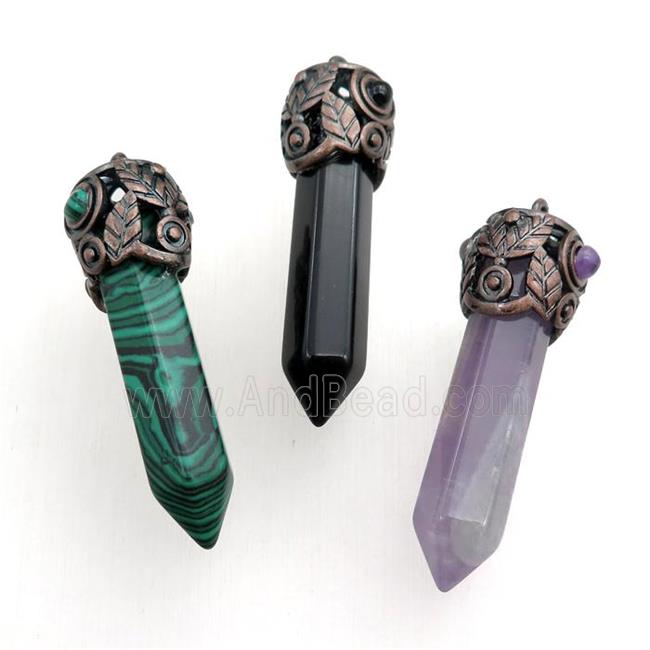 mixed gemstone bullet pendant