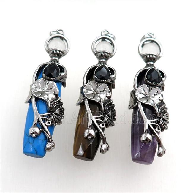 mixed gemstone stick pendant