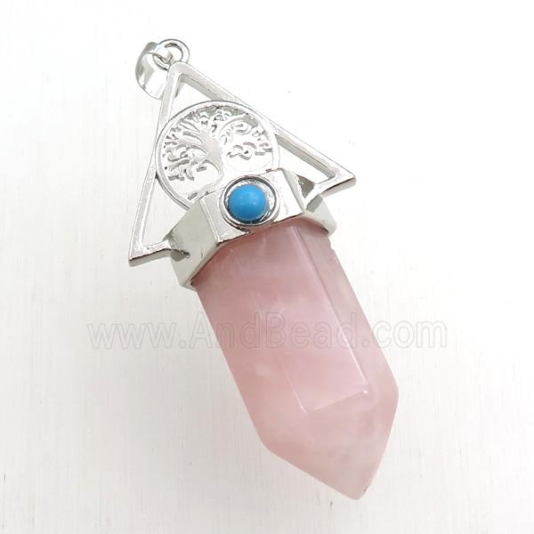 rose quartz bullet pendant