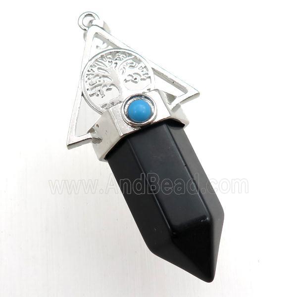 black onyx agate bullet pendant
