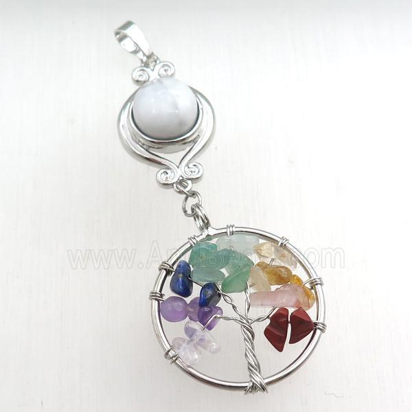 white howlite chakra pendant with tree of life