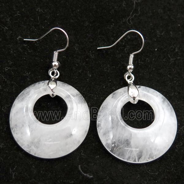 hook earring with clear quartz