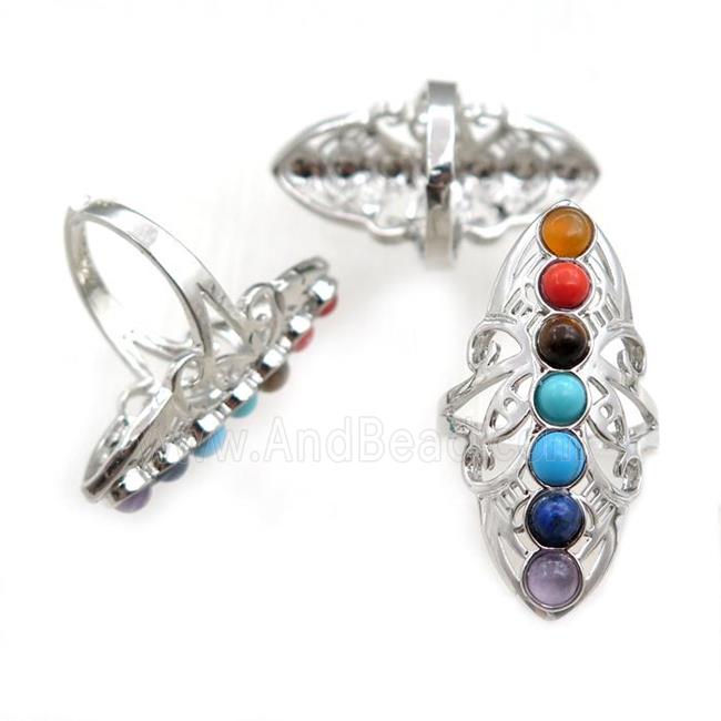 gemstone chakra Rings, adjustable