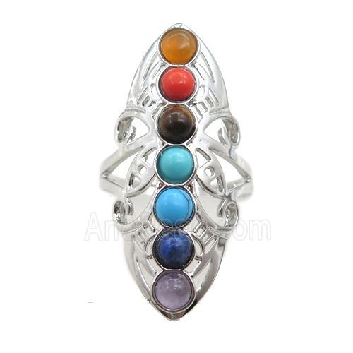 gemstone chakra Rings, adjustable