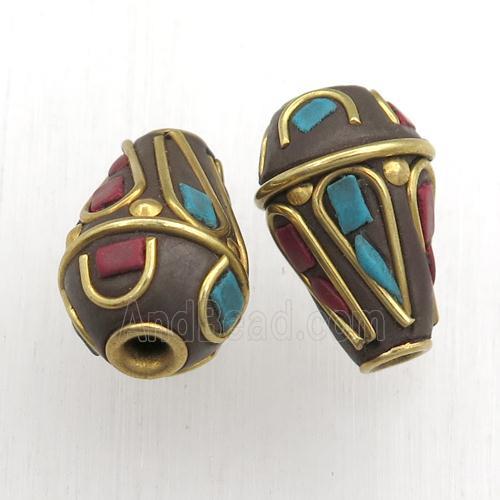 tibetan beads, brass, teardrop
