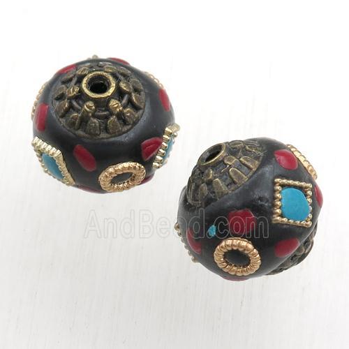 tibetan style beads, brass, round