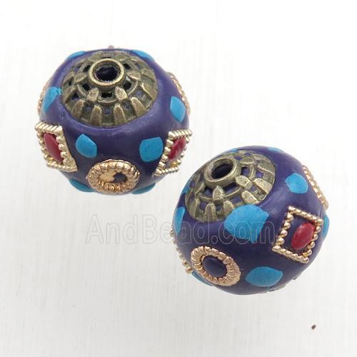 tibetan style beads, brass, round