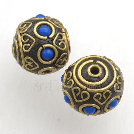 tibetan style beads, brass, round