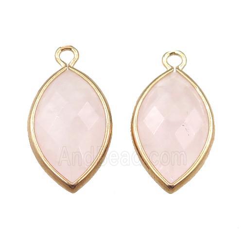 rose quartz pendant, faceted horseeye, gold plated