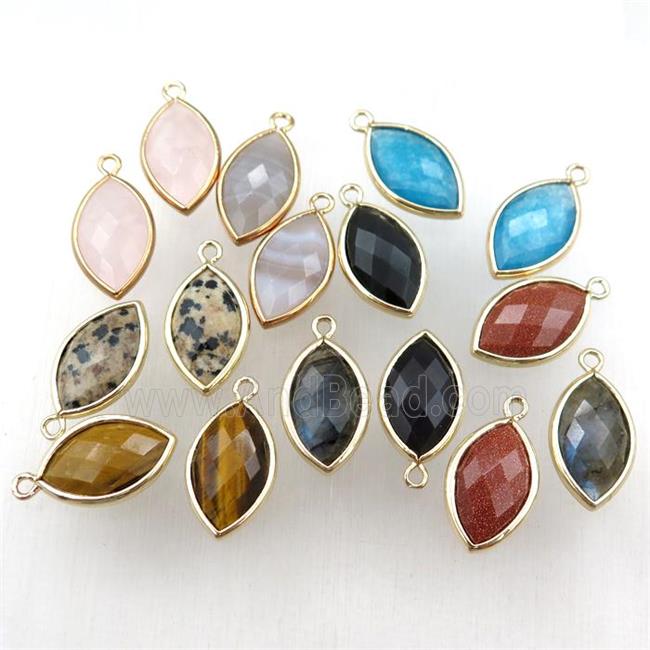 mixed Gemstone horseeye pendant, faceted, gold plated