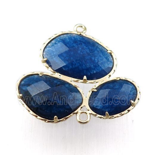 blue jade connector, gold plated