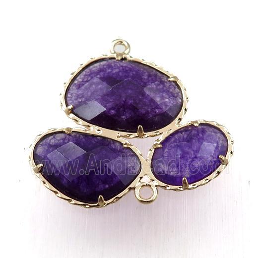 purple jade connector, gold plated