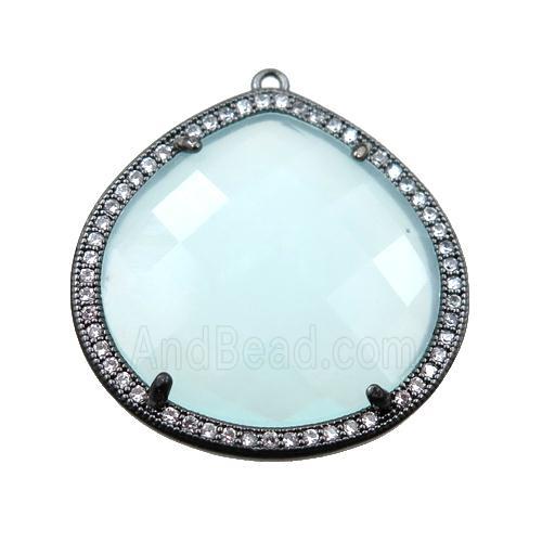cats eye stone peandant paved rhonestone, faceted teardrop