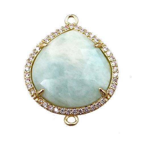 Amazonite connector pave rhinestone, faceted teardrop