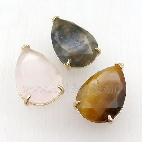 mix Gemstone pendant, faceted teardrop