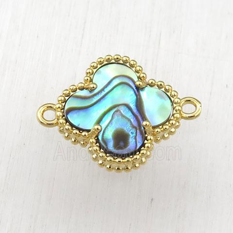 Abalone Shell clover connector, gold plated