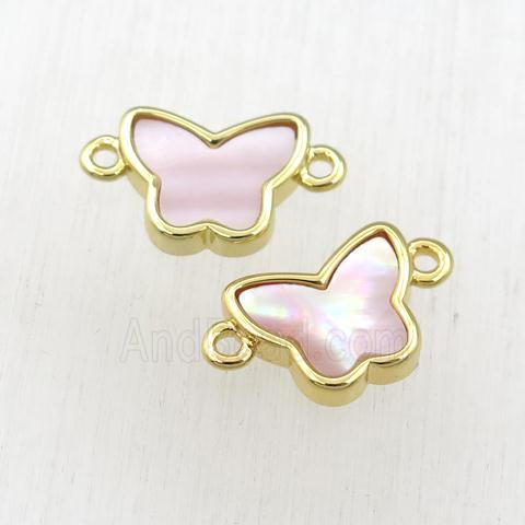 pink Queen Shell butterfly connector, gold plated