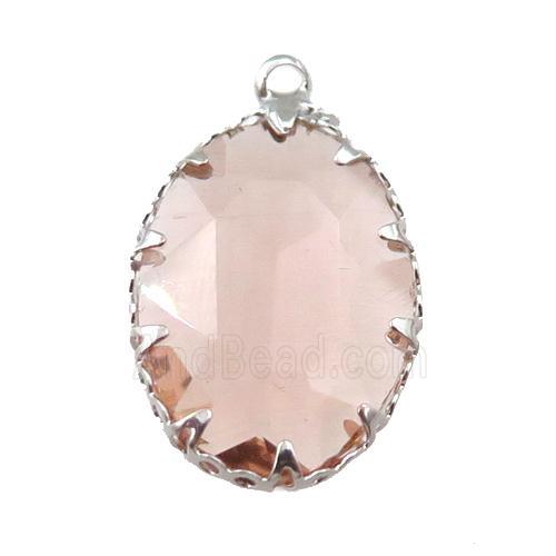crystal glass oval pendant, platinum plated