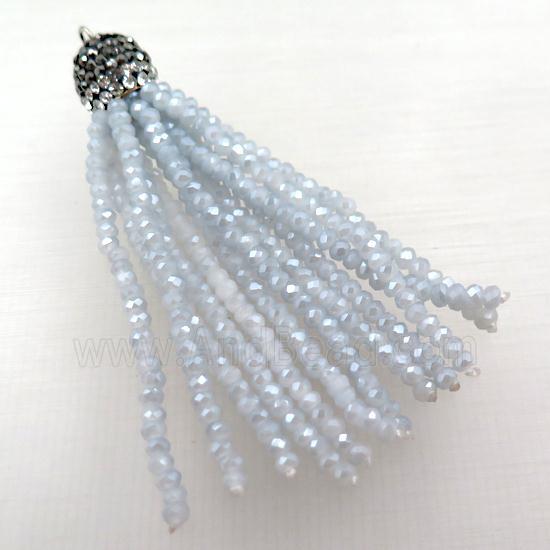 Tassel pendant with grayblue crystal glass
