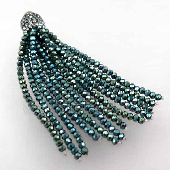 Tassel pendant with blue crystal glass