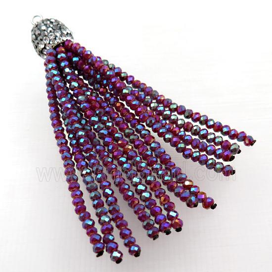 Tassel pendant with red crystal glass