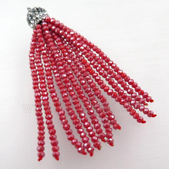 Tassel pendant with red crystal glass