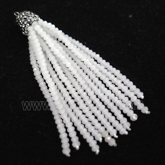 Tassel pendant with white crystal glass