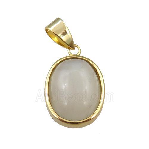 white MoonStone oval pendant