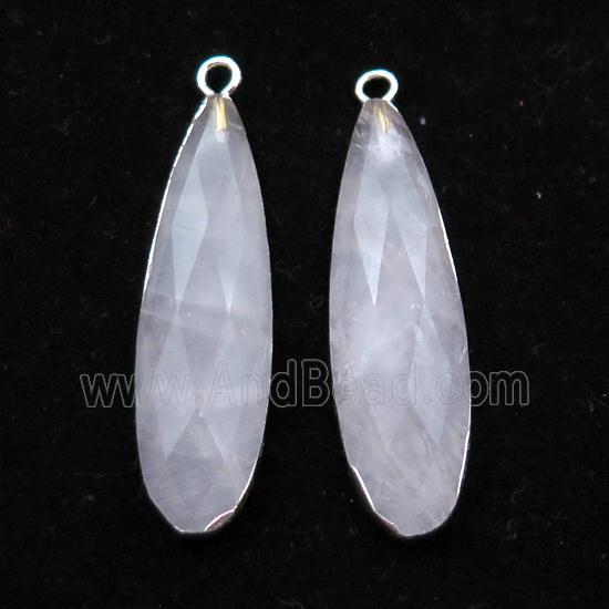 Rose Quartz teardrop pendant, silver plated