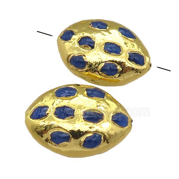 royalblue jade oval beads, gold plated
