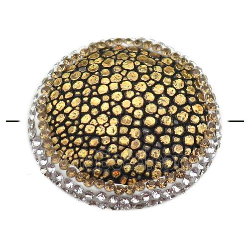 gold pu leather circle beads paved rhinestone, snakeskin