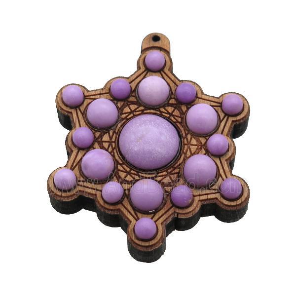 wood pendant pave lepidolite
