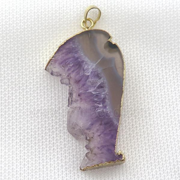 Amethyst Druzy pendant, gold plated