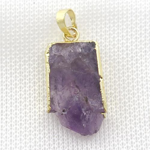 Amethyst Druzy slab pendant, gold plated