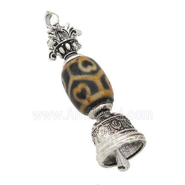 tibetan style Agate pendant, bell, antique silver