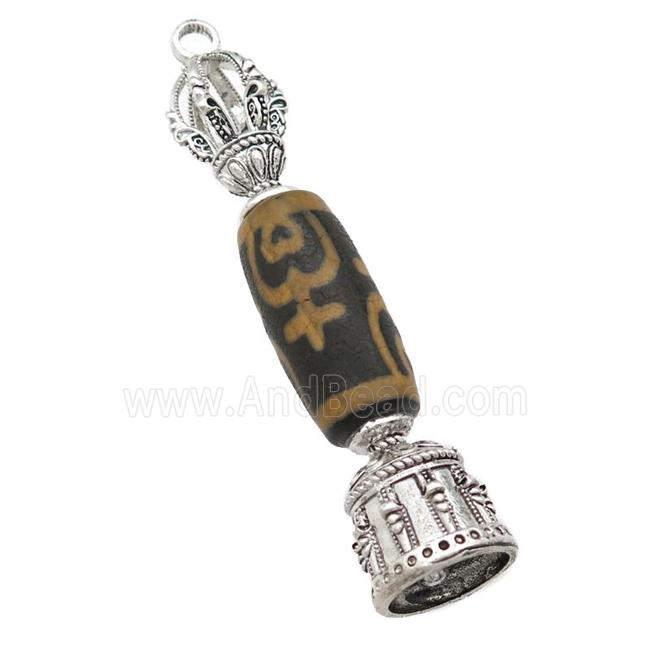 tibetan style Agate pendant, antique silver