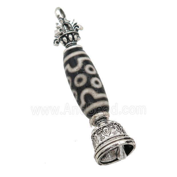 tibetan style Agate pendant, eye, antique silver