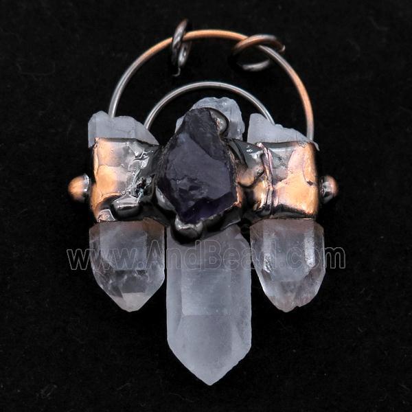 Clear Quartz pendant, antique red