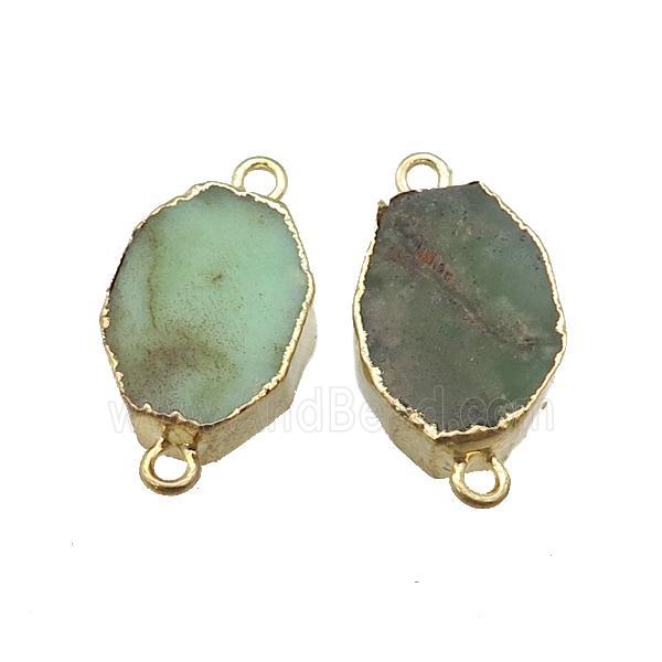 green Australian Chrysoprase connector, freeform, gold plated