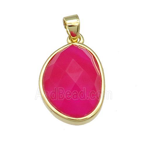 red Agate teardrop pendant, gold plated